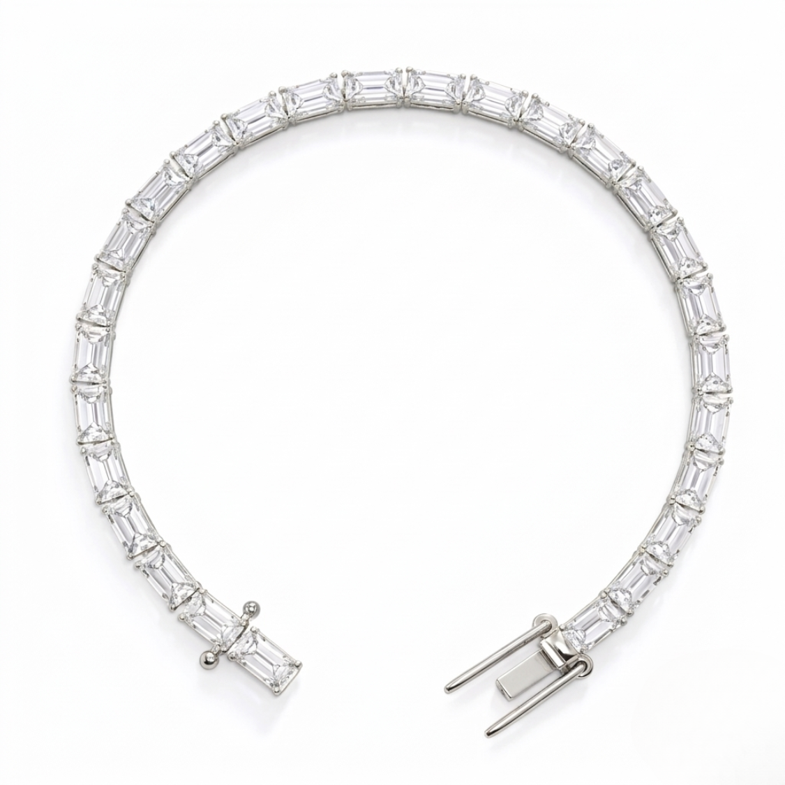 Emerald East-West Tennis Lab Diamond Bracelet (5 ct. tw.) 18K Gold