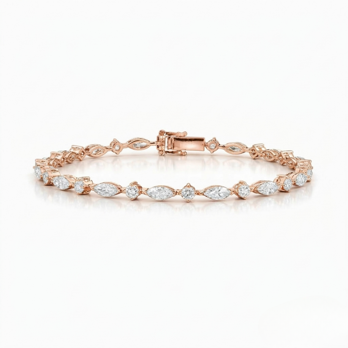 Marquise and Round Tennis Lab Diamond Bracelet (4 ct. tw.) 18K Gold