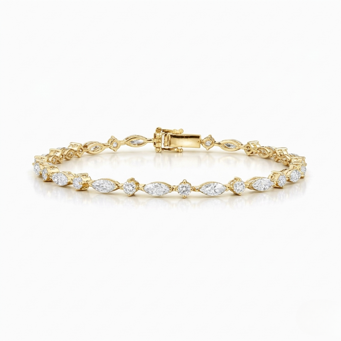 Marquise and Round Tennis Lab Diamond Bracelet (4 ct. tw.) 18K Gold