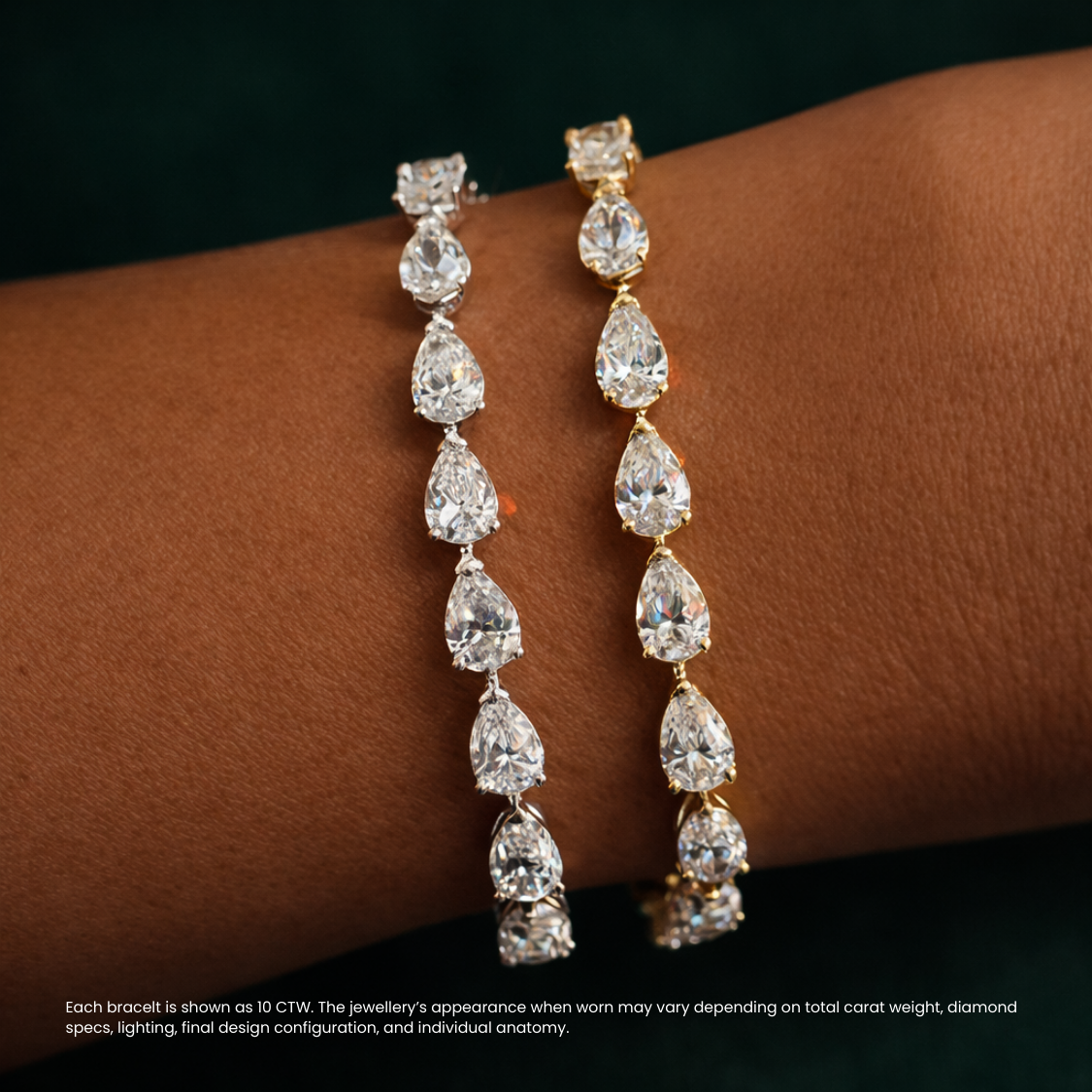 Pear East-West Tennis Lab Diamond Bracelet (6 ct. tw.) 18K Gold