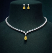 36 Carat Pear Lab-Grown Diamond Bridal Jewelry Set (Necklace & Earrings) in 18K White Gold
