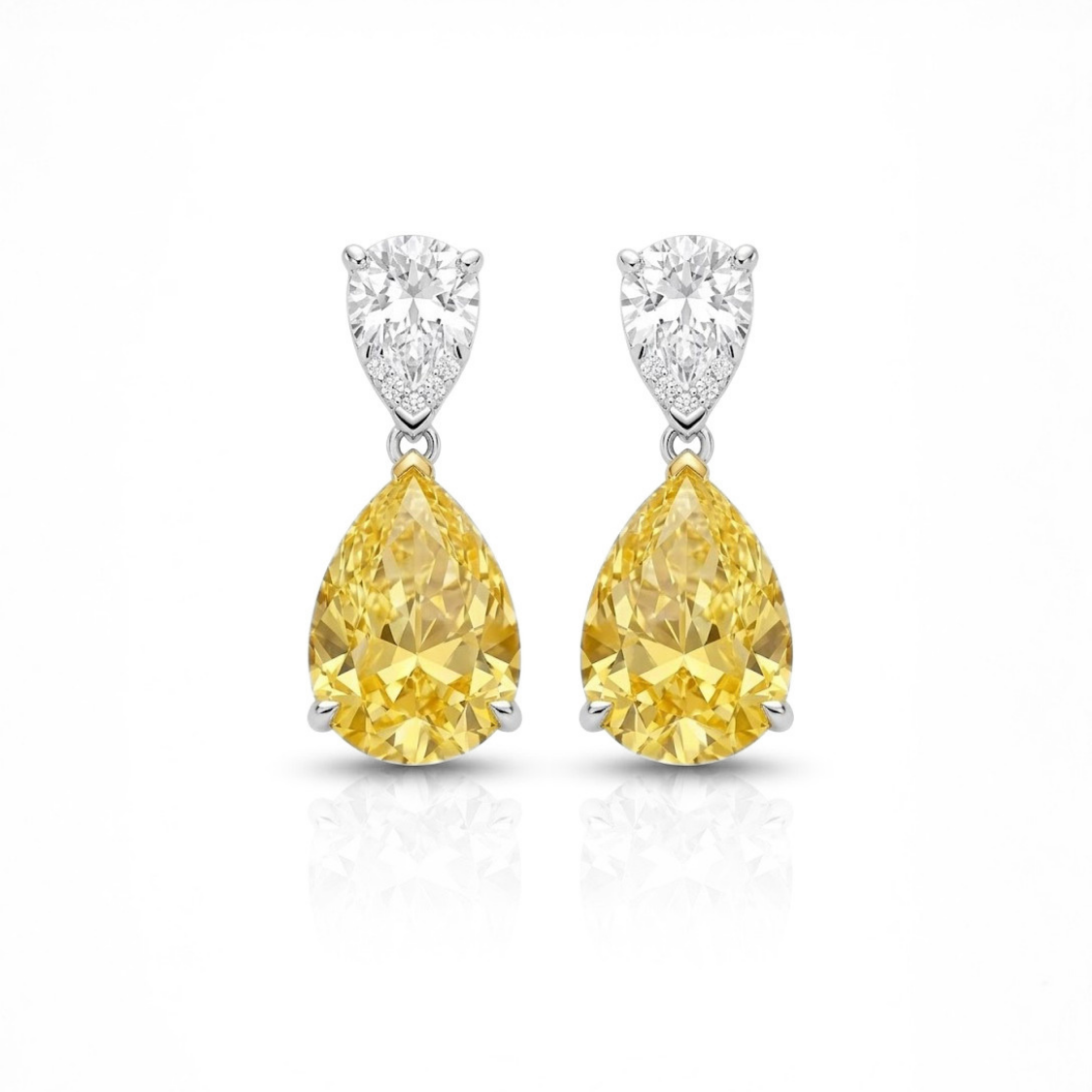 36 Carat Pear Lab-Grown Diamond Bridal Jewelry Set (Necklace & Earrings) in 18K White Gold