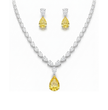 36 Carat Pear Lab-Grown Diamond Bridal Jewelry Set (Necklace & Earrings) in 18K White Gold