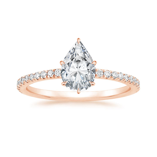 Classic Pave and Round Eternity Lab Diamond Ring Set in 18K Gold - Pear