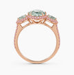 Aphrodite Trilogy Halo Pave Accents (Pink Side Diamonds) Fancy Green Pear Lab Diamond Ring in Rose Gold 18K