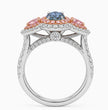 Michaela Halo Pave Accents (White and Pink Side Diamonds) Fancy Blue Pear Lab Diamond Ring in White Gold 18K