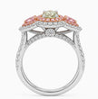 Michaela Halo Pave Accents (White and Pink Side Diamonds) Fancy Green Pear Lab Diamond Ring in White Gold 18K
