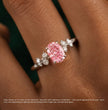 Gaia Accents (Round Side Diamonds) Fancy Pink Oval Lab Diamond Ring in White Gold 18K