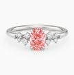 Gaia Accents (Round Side Diamonds) Fancy Pink Oval Lab Diamond Ring in White Gold 18K