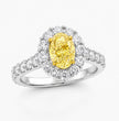 Halo Pave Fancy Yellow Oval Lab Grown Diamond Ring in White Gold 18K