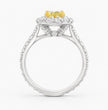 Halo Pave Fancy Yellow Oval Lab Grown Diamond Ring in White Gold 18K