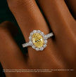 Halo Pave Fancy Yellow Oval Lab Grown Diamond Ring in White Gold 18K