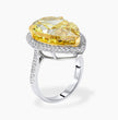 Halo Pave Fancy Yellow Pear Lab Grown Diamond Ring in White Gold 18K