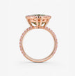 Halo Pave (Pink Side Diamonds) Fancy Green Heart Lab Grown Diamond Ring in White Gold 18K