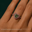 Halo Pave (Pink Side Diamonds) Fancy Green Heart Lab Grown Diamond Ring in White Gold 18K