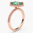 Halo Pave (Pink Side Diamonds) Fancy Green Radiant Lab Grown Diamond Ring in White Gold 18K