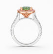Halo Pave (Pink & White Side Diamonds) Fancy Green Pear Lab Grown Diamond Ring in White Gold 18K