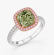 Halo Pave Fancy Green Cushion Lab Grown Diamond Ring in White Gold 18K