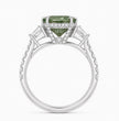 Ingrid Trilogy (Trapezoid Side Diamonds) Fancy Green Oval Lab Grown Diamond Engagement Ring in White Gold 18K