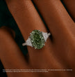 Ingrid Trilogy (Trapezoid Side Diamonds) Fancy Green Oval Lab Grown Diamond Engagement Ring in White Gold 18K