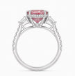 Ingrid Trilogy (Trapezoid Side Diamonds) Fancy Pink Oval Lab Grown Diamond Engagement Ring in White Gold 18K