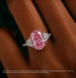 Ingrid Trilogy (Trapezoid Side Diamonds) Fancy Pink Oval Lab Grown Diamond Engagement Ring in White Gold 18K