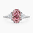Ingrid Trilogy (Trapezoid Side Diamonds) Fancy Pink Oval Lab Grown Diamond Engagement Ring in White Gold 18K