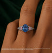 Anastasia Accents (Pink Side Diamonds) Fancy Blue Oval Lab Grown Diamond Engagement Ring in White Gold 18K (Copy)