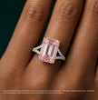 Split Pave Fancy Pink Emerald Lab Grown Diamond Engagement Ring in White Gold 18K
