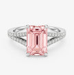 Split Pave Fancy Pink Emerald Lab Grown Diamond Engagement Ring in White Gold 18K