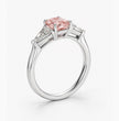 Trilogy (Baguette Side Diamonds) Fancy Pink Cushion Lab Grown Diamond Engagement Ring in White Gold 18K