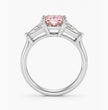 Trilogy (Baguette Side Diamonds) Fancy Pink Cushion Lab Grown Diamond Engagement Ring in White Gold 18K
