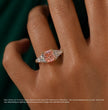 Trilogy (Baguette Side Diamonds) Fancy Pink Cushion Lab Grown Diamond Engagement Ring in White Gold 18K