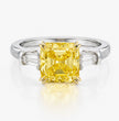 Trilogy (Baguette Side Diamonds) Fancy Yellow Asscher Lab Grown Diamond Ring in White Gold 18K