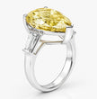 Trilogy (Baguette Side Diamonds) Fancy Yellow Pear Lab Grown Diamond Ring in White Gold 18K