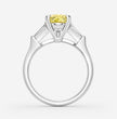 Trilogy (Baguette Side Diamonds) Fancy Yellow Pear Lab Grown Diamond Ring in White Gold 18K
