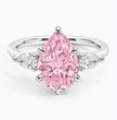 Trilogy Fancy Colored Lab Diamond Ring (Pear Side Diamonds) in White Gold 18K