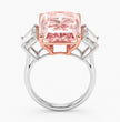 Trilogy (Trapezoid Side Diamonds) Fancy Pink Radiant Lab Grown Diamond Engagement Ring in White Gold 18K