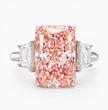 Trilogy (Trapezoid Side Diamonds) Fancy Pink Radiant Lab Grown Diamond Engagement Ring in White Gold 18K