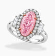 Rhea Trilogy (Epaulette-cut Side Diamonds) Halo Fancy Pink Oval (Moval) Lab Diamond Ring in White Gold 18K