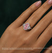 Rhea Trilogy (Epaulette-cut Side Diamonds) Halo Fancy Pink Oval (Moval) Lab Diamond Ring in White Gold 18K