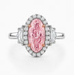 Rhea Trilogy (Epaulette-cut Side Diamonds) Halo Fancy Pink Oval (Moval) Lab Diamond Ring in White Gold 18K