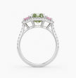 Artemis Halo Pave Accents (White and Pink Radiant Side Diamonds) Fancy Green Cushion Lab Diamond Ring in White Gold 18K