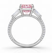 Phoebe Trilogy Fancy Pink Emerald (Baguette Side Diamonds) Lab Diamond Ring in White Gold 18K