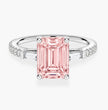 Phoebe Trilogy Fancy Pink Emerald (Baguette Side Diamonds) Lab Diamond Ring in White Gold 18K