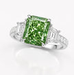 Lorina Trilogy (Trapezoid Side Diamonds) Fancy Green Radiant Lab Grown Diamond Engagement Ring in White Gold 18K