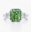 Lorina Trilogy (Trapezoid Side Diamonds) Fancy Green Radiant Lab Grown Diamond Engagement Ring in White Gold 18K
