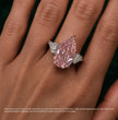 Agness Trilogy Fancy Pink Pear (Heart Side Diamonds) Lab Diamond Ring on a 3-sided Pave in White Gold 18K