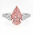 Agness Trilogy Fancy Pink Pear (Heart Side Diamonds) Lab Diamond Ring on a 3-sided Pave in White Gold 18K