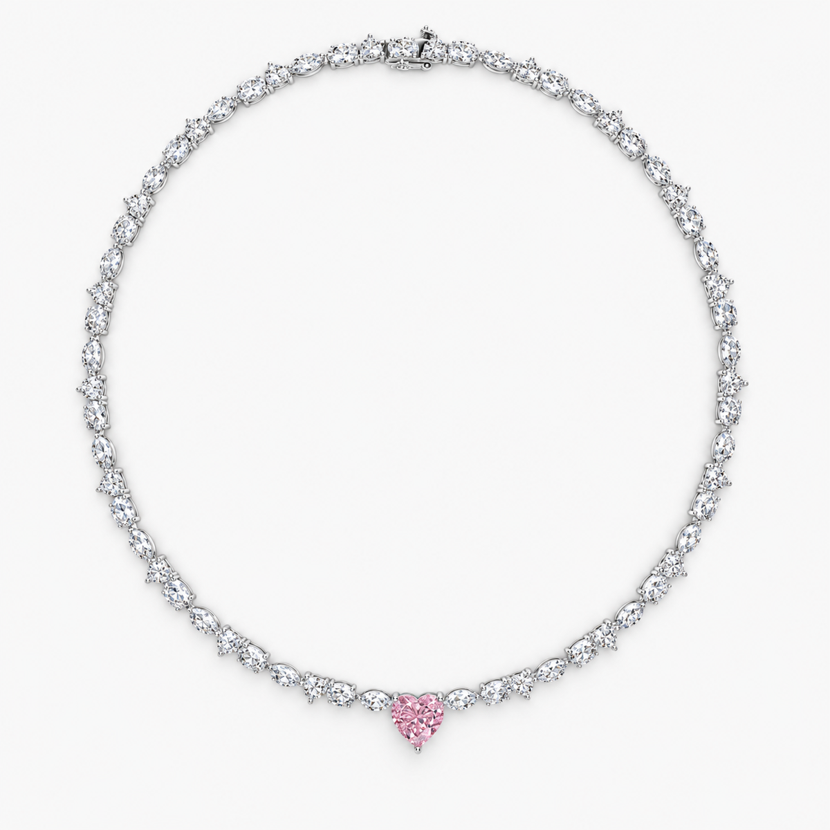 Alma Pink Heart Lab Diamond ( 24 ct. tw. ) Necklace (16 in.) 18K White Gold
